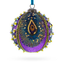 Load image into Gallery viewer, Peacock-Inspired Purple and Gold with Sequins Glitter Ball Christmas Ornament