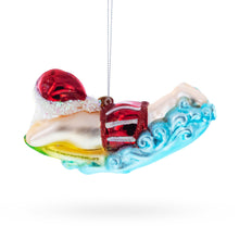 Load image into Gallery viewer, Surfing Santa Glass Christmas Ornament