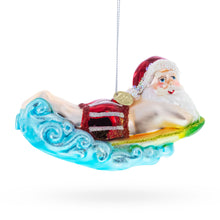 Load image into Gallery viewer, Surfing Santa Glass Christmas Ornament