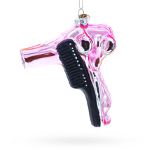 Load image into Gallery viewer, Pink Hairdryer with Scissors and Comb Glass Christmas Ornament