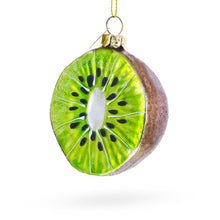 Load image into Gallery viewer, Kiwi Slice Glass Christmas Ornament