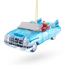 Load image into Gallery viewer, Classic Convertible Blue Retro Car Glass Christmas Ornament