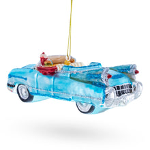 Load image into Gallery viewer, Classic Convertible Blue Retro Car Glass Christmas Ornament