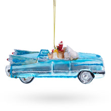 Load image into Gallery viewer, Classic Convertible Blue Retro Car Glass Christmas Ornament