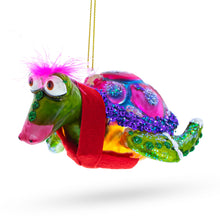 Load image into Gallery viewer, Mrs. Sea Turtle Glass Christmas Ornament