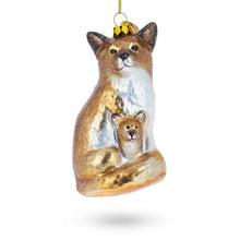 Load image into Gallery viewer, Mother and Baby Fox Glass Christmas Ornament