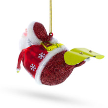 Load image into Gallery viewer, Santa Snowboarding Glass Christmas Ornament