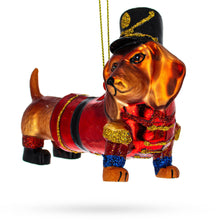 Load image into Gallery viewer, Dachshund Dog in Hat Glass Christmas Ornament