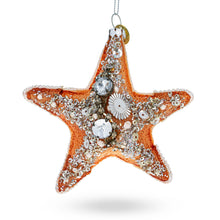 Load image into Gallery viewer, Glittered Starfish Glass Christmas Ornament