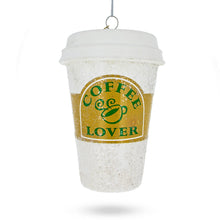Load image into Gallery viewer, Coffee Lover's Cup Glass Christmas Ornament