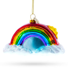 Load image into Gallery viewer, Rainbow and Smiling Sun Glass Christmas Ornament