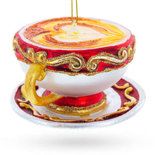 Load image into Gallery viewer, Red Cappuccino Cup Glass Christmas Ornament