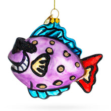 Load image into Gallery viewer, Cool Fish Wearing Sunglasses Glass Christmas Ornament