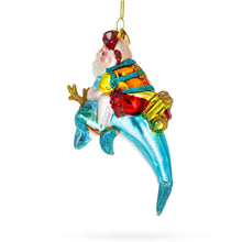 Load image into Gallery viewer, Santa Diver Riding Dolphin Glass Christmas Ornament