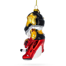 Load image into Gallery viewer, Santa in Ice Hockey Gear Glass Christmas Ornament