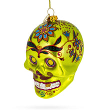 Load image into Gallery viewer, Decorated Skull Glass Christmas Ornament