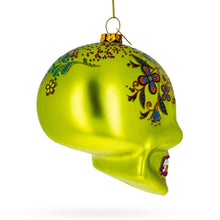 Load image into Gallery viewer, Decorated Skull Glass Christmas Ornament