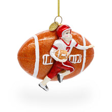 Load image into Gallery viewer, Football Player Glass Christmas Ornament