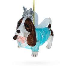 Load image into Gallery viewer, Basset Dog with Crown and Wings Glass Christmas Ornament