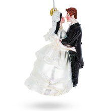 Load image into Gallery viewer, Bride and Groom Wedding Kiss Glass Christmas Ornament