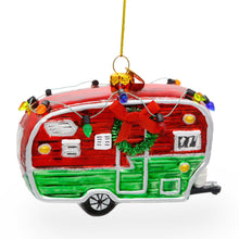 Load image into Gallery viewer, Camper Trailer with Lights Glass Christmas Ornament