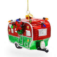 Load image into Gallery viewer, Camper Trailer with Lights Glass Christmas Ornament