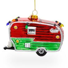Load image into Gallery viewer, Camper Trailer with Lights Glass Christmas Ornament