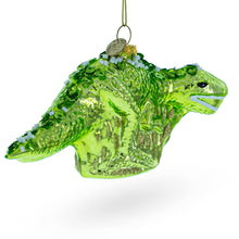 Load image into Gallery viewer, Green Dinosaur with Beads Glass Christmas Ornament