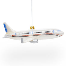 Load image into Gallery viewer, Passenger Jet Airplane Glass Christmas Ornament