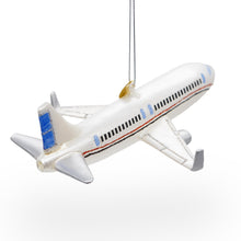 Load image into Gallery viewer, Passenger Jet Airplane Glass Christmas Ornament