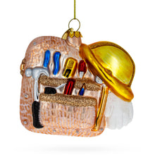 Load image into Gallery viewer, Construction Worker Toolbox Glass Christmas Ornament