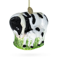 Load image into Gallery viewer, Cow with Calf Glass Christmas Ornament