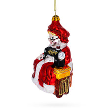 Load image into Gallery viewer, Mrs. Claus and Sewing Machine Glass Christmas Ornament