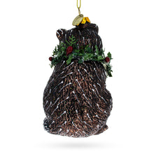 Load image into Gallery viewer, Racoon with Wreath Glass Christmas Ornament