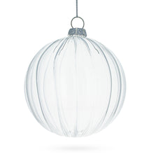 Load image into Gallery viewer, Elegant Set of 3 Striped Clear Glass Ball Christmas Ornaments 3.5 Inches