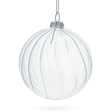 Load image into Gallery viewer, Elegant Set of 3 Striped Clear Glass Ball Christmas Ornaments 3.5 Inches