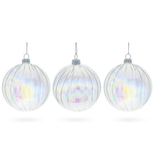 Load image into Gallery viewer, Set of 3 Iridescent Clear Glass Ball Christmas Ornaments 3.6 Inches