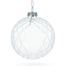 Load image into Gallery viewer, Set of 3 Ribbed Clear Glass Ball Christmas Ornaments 3.5 Inches