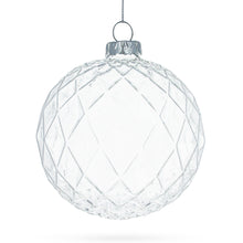Load image into Gallery viewer, Set of 3 Ribbed Clear Glass Ball Christmas Ornaments 3.5 Inches