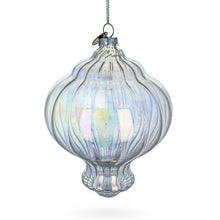 Load image into Gallery viewer, Lantern Shape Finial Clear Iridescent Glass Christmas Ornament 5.3 Inches