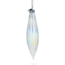 Load image into Gallery viewer, Iridescent Clear Glass Icicle Christmas Ornament 6.9 Inches
