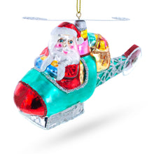 Load image into Gallery viewer, Santa Claus Pilot in Helicopter - Festive Blown Glass Christmas Ornament
