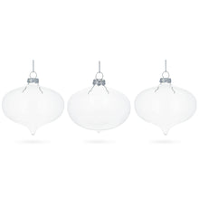 Load image into Gallery viewer, Set of 3 Onion Shape Clear Glass Christmas Ornament 4.15 Inches (105 mm)