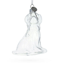 Load image into Gallery viewer, Dog with Festive Bow Clear Glass Christmas Ornament