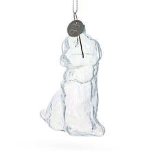 Load image into Gallery viewer, Dog with Festive Bow Clear Glass Christmas Ornament