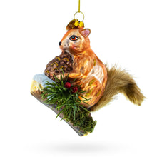 Load image into Gallery viewer, Squirrel on a Branch Glass Christmas Ornament