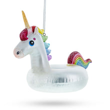 Load image into Gallery viewer, Unicorn Floatie Glass Christmas Ornament