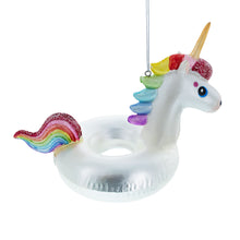 Load image into Gallery viewer, Unicorn Floatie Glass Christmas Ornament