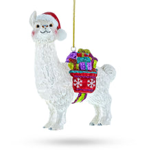Load image into Gallery viewer, Lama with Presents Glass Christmas Ornament