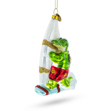 Load image into Gallery viewer, Alligator Windsurfer Glass Christmas Ornament